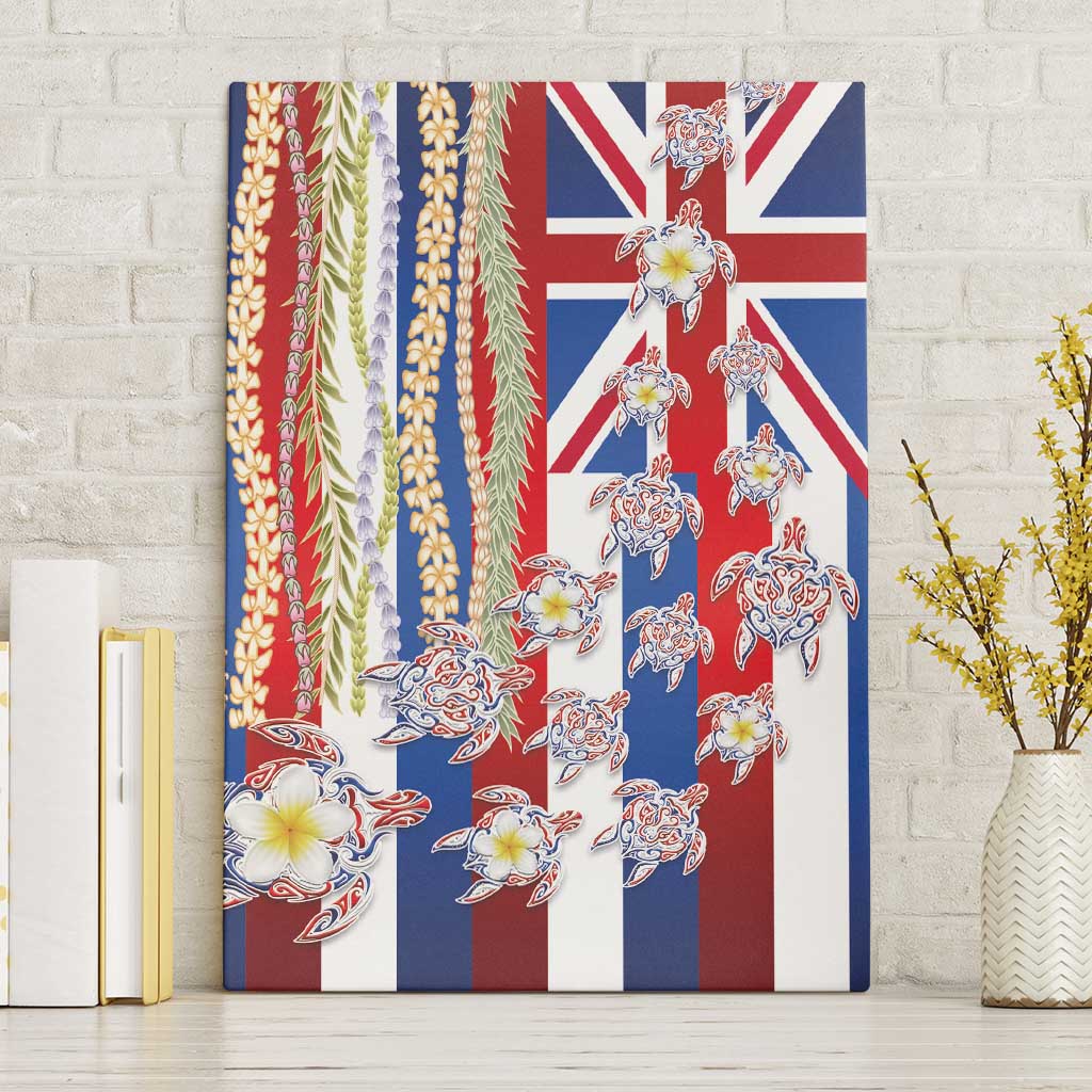Hawaiian Polynesian Tribal Turtles Canvas Wall Art with Lei and Flag Style LT03 Without Frame Multicolor - Polynesian Pride