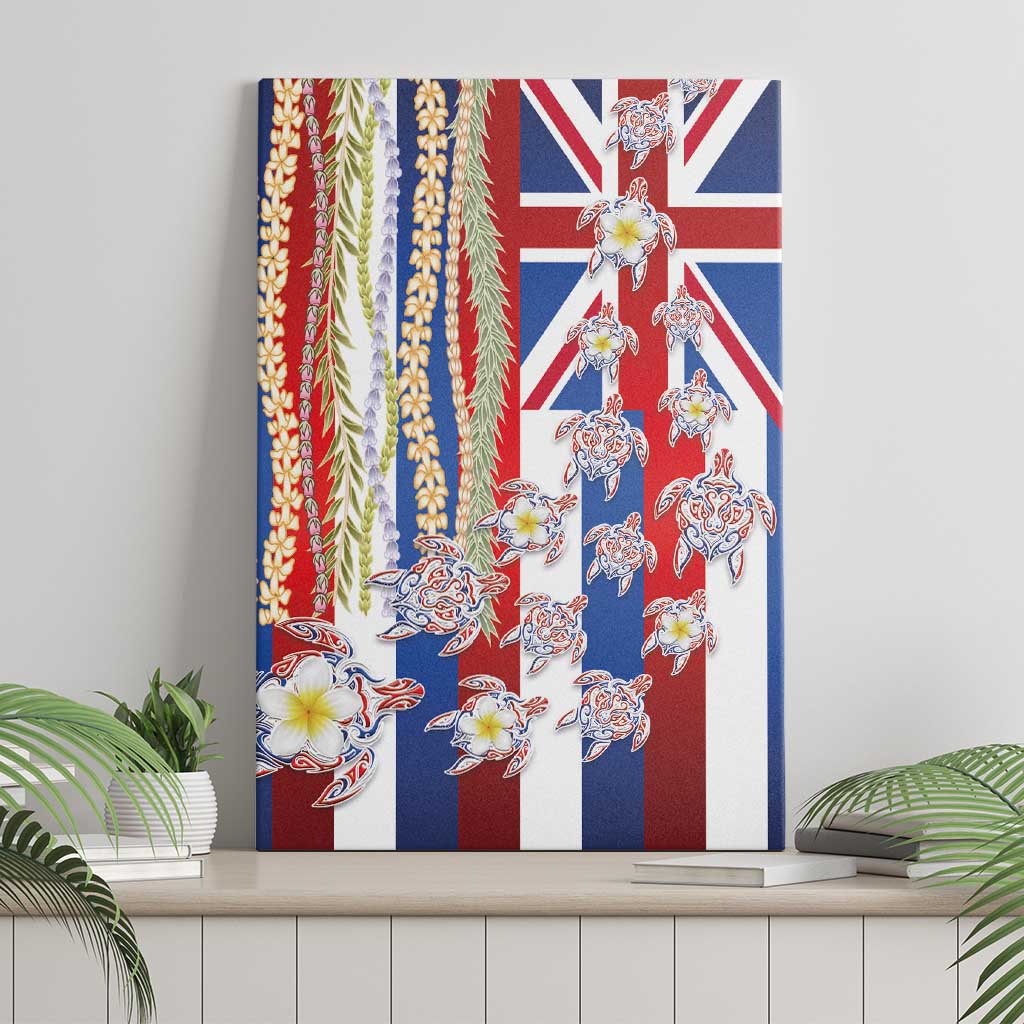 Hawaiian Polynesian Tribal Turtles Canvas Wall Art with Lei and Flag Style LT03 - Polynesian Pride
