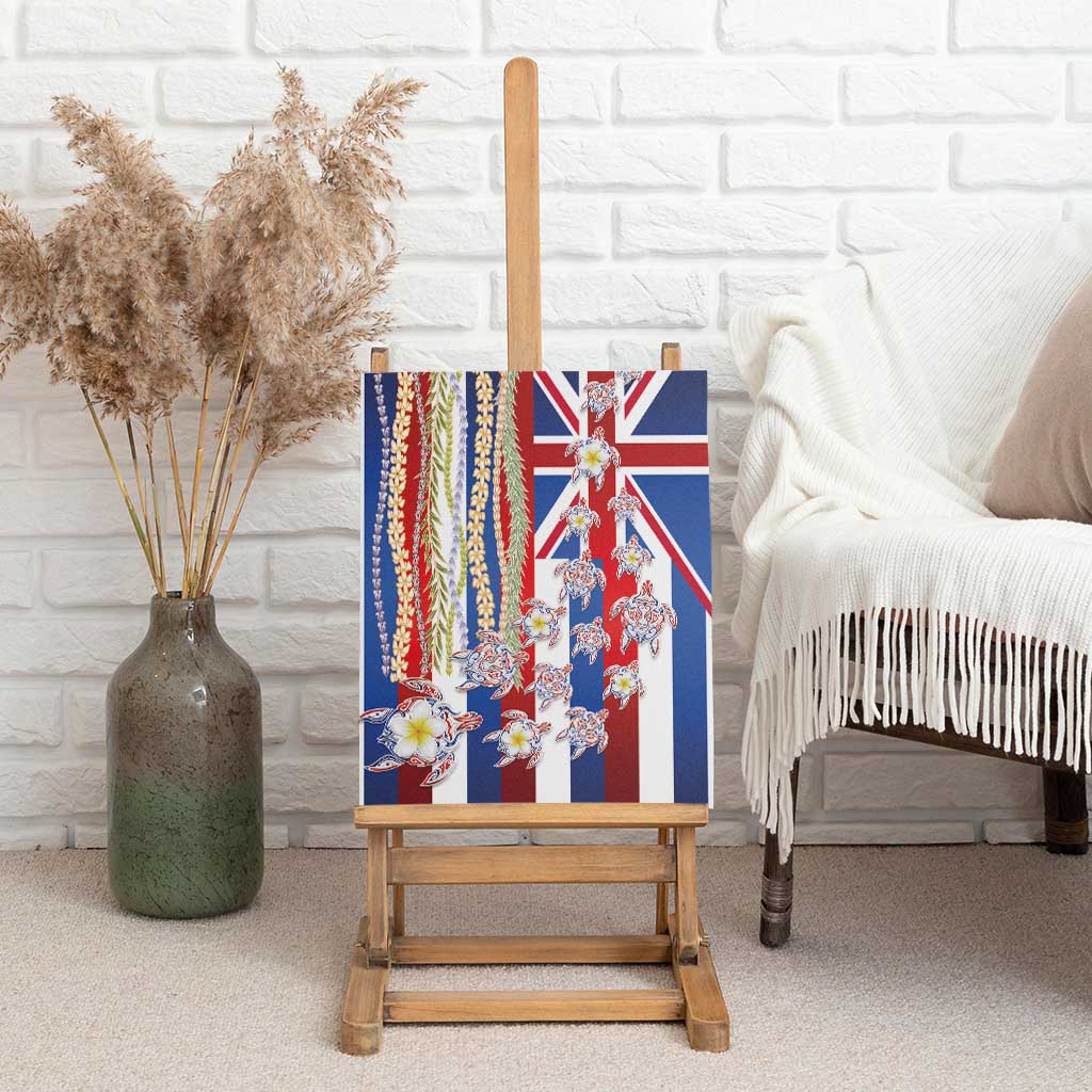 Hawaiian Polynesian Tribal Turtles Canvas Wall Art with Lei and Flag Style LT03 - Polynesian Pride