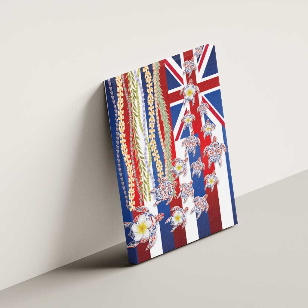 Hawaiian Polynesian Tribal Turtles Canvas Wall Art with Lei and Flag Style LT03 - Polynesian Pride