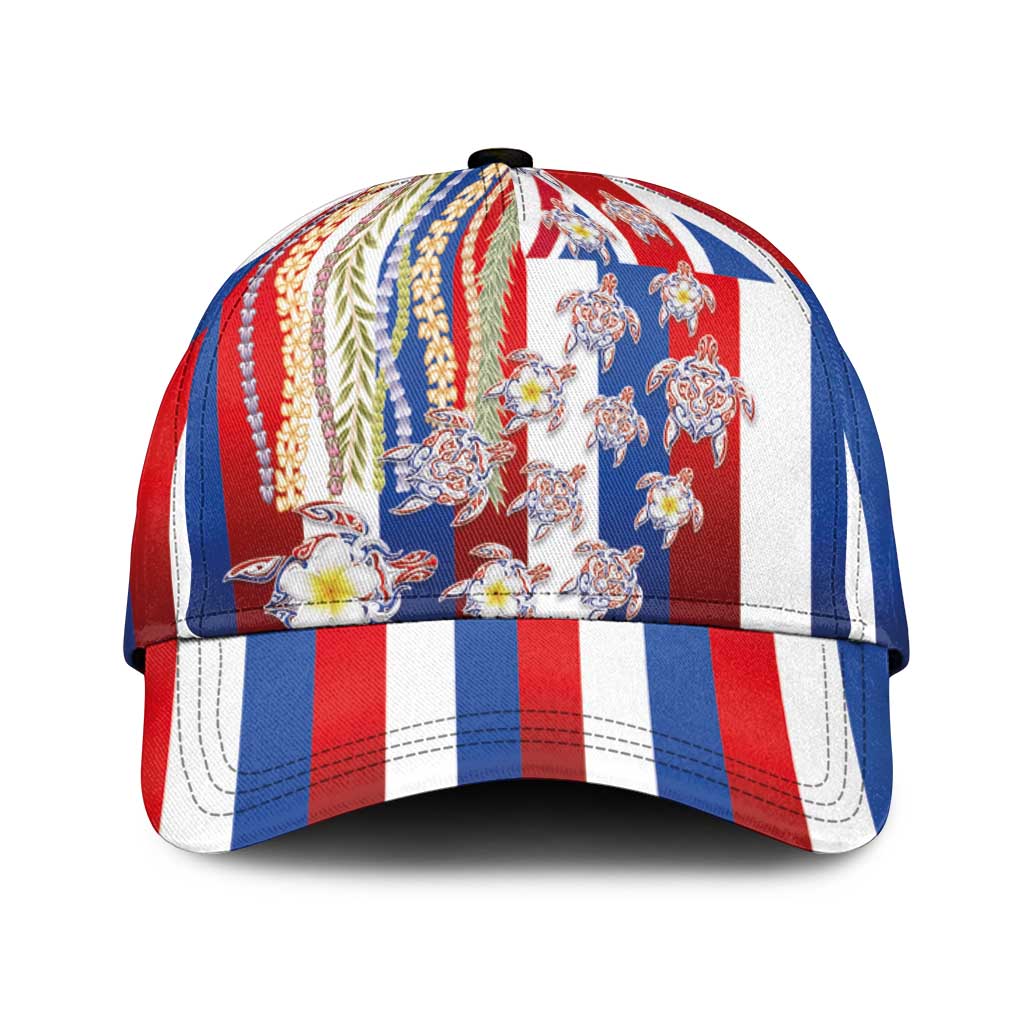 Hawaiian Polynesian Tribal Turtles Classic Cap with Lei and Flag Style LT03 Universal Fit Multicolor - Polynesian Pride