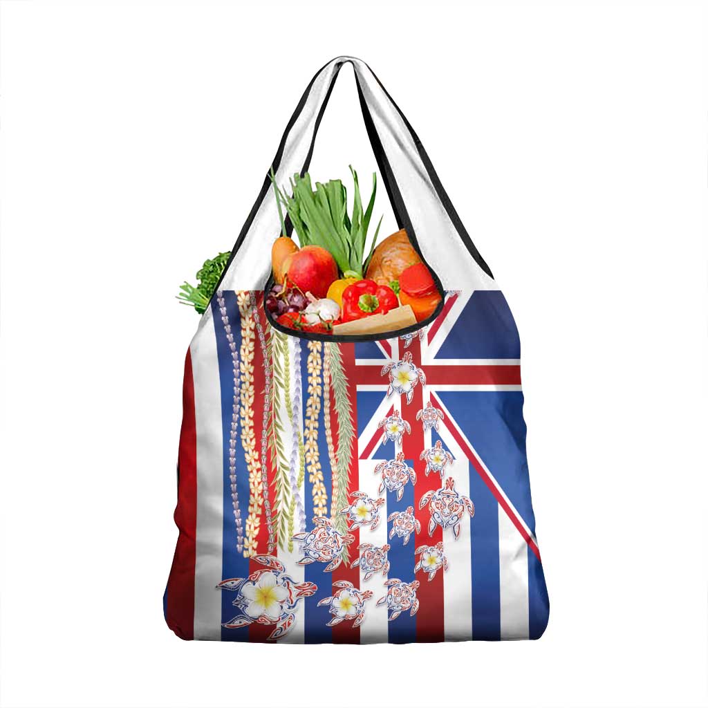 Hawaiian Polynesian Tribal Turtles Grocery Bag with Lei and Flag Style LT03 1-pack One Size Multicolor - Polynesian Pride