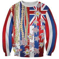 Hawaiian Polynesian Tribal Turtles Sweatshirt with Lei and Flag Style LT03 Unisex Multicolor - Polynesian Pride