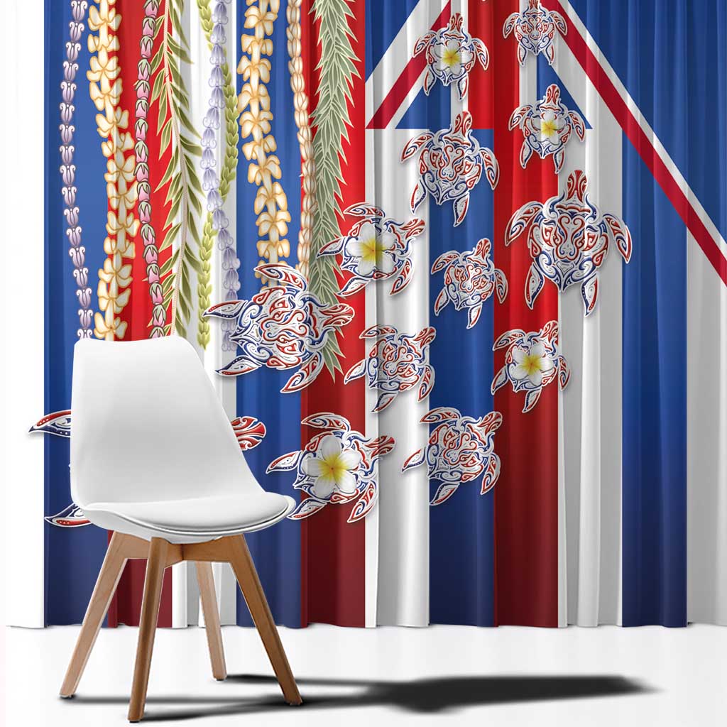 Hawaiian Polynesian Tribal Turtles Window Curtain with Lei and Flag Style LT03 - Polynesian Pride