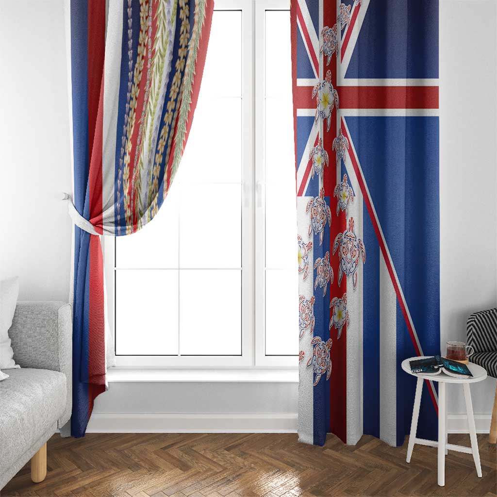Hawaiian Polynesian Tribal Turtles Window Curtain with Lei and Flag Style LT03 - Polynesian Pride