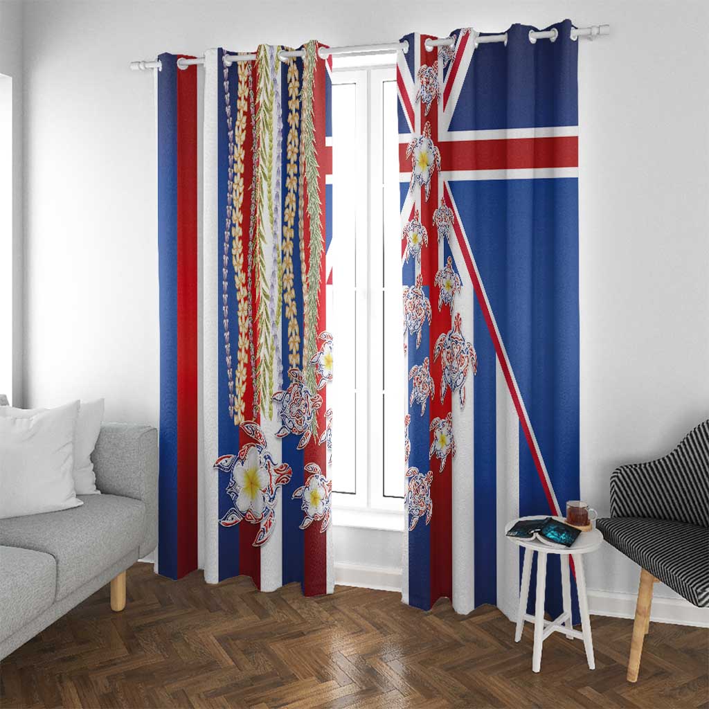 Hawaiian Polynesian Tribal Turtles Window Curtain with Lei and Flag Style LT03 With Grommets Multicolor - Polynesian Pride