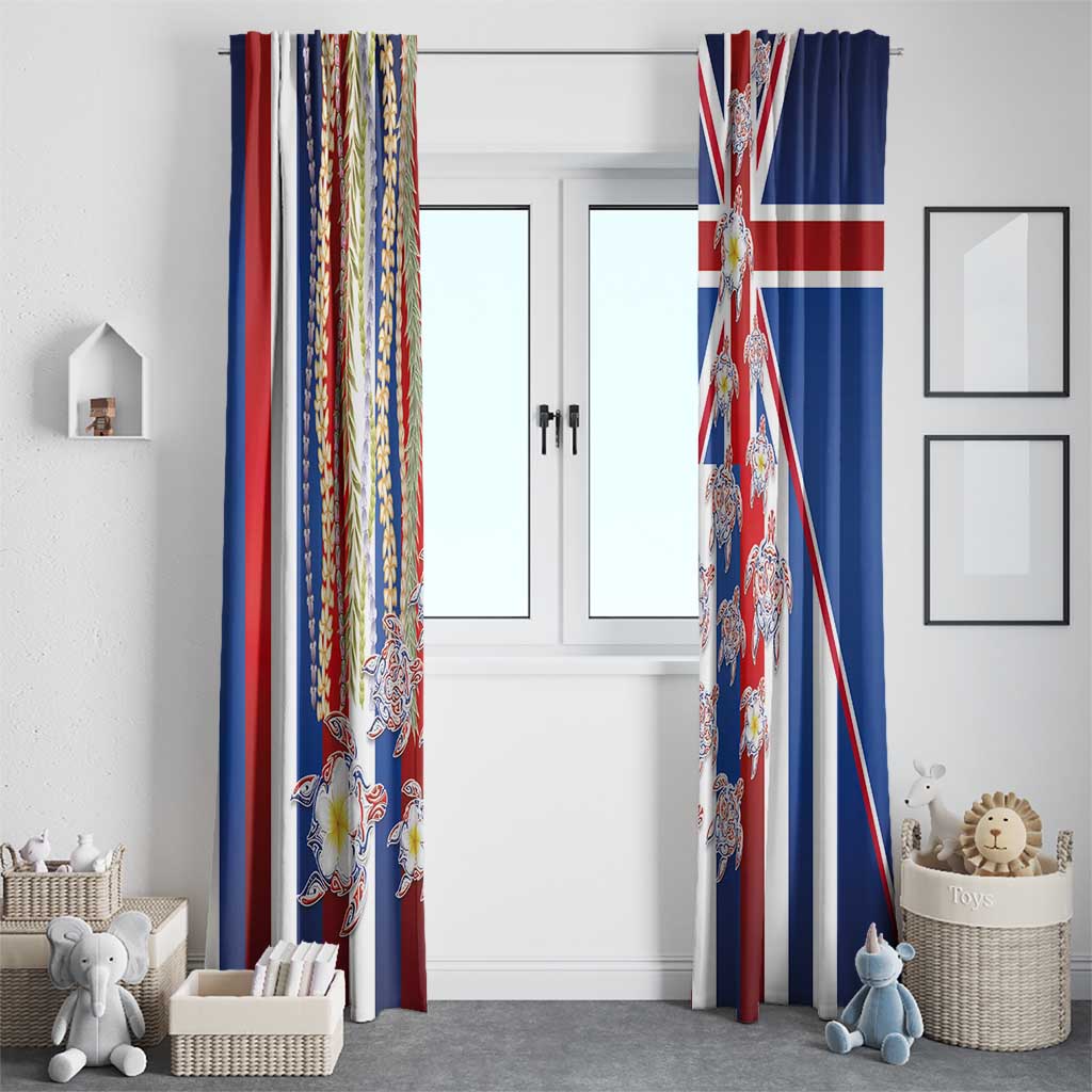 Hawaiian Polynesian Tribal Turtles Window Curtain with Lei and Flag Style LT03 - Polynesian Pride
