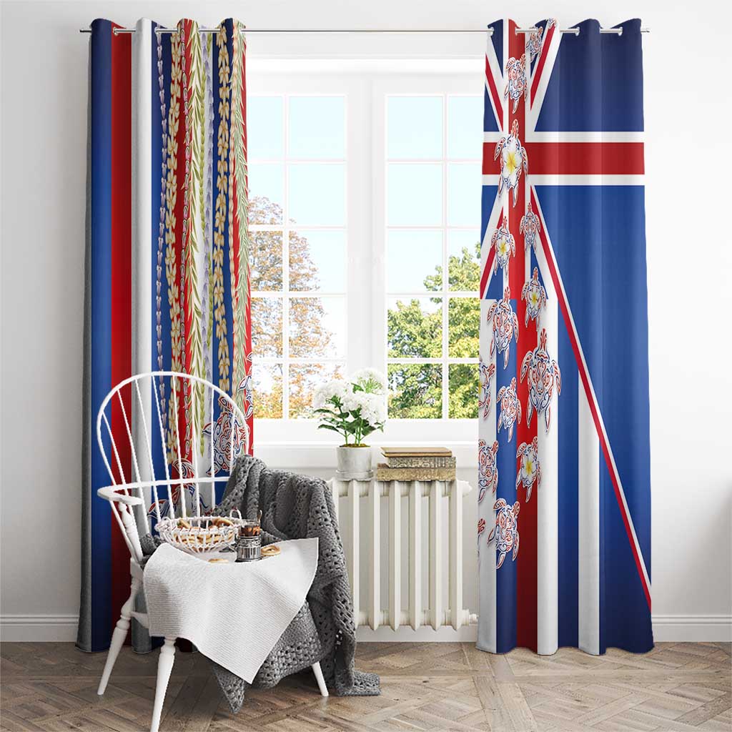 Hawaiian Polynesian Tribal Turtles Window Curtain with Lei and Flag Style LT03 - Polynesian Pride