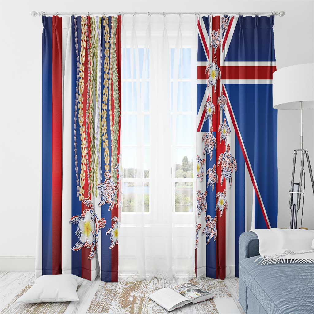 Hawaiian Polynesian Tribal Turtles Window Curtain with Lei and Flag Style LT03 - Polynesian Pride