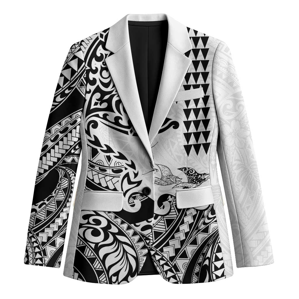 Hawaiian Tribal Manta Ray Blazer Kakau Tattoo and Polynesian Art Motif Pattern LT03 Unisex Multicolor - Polynesian Pride