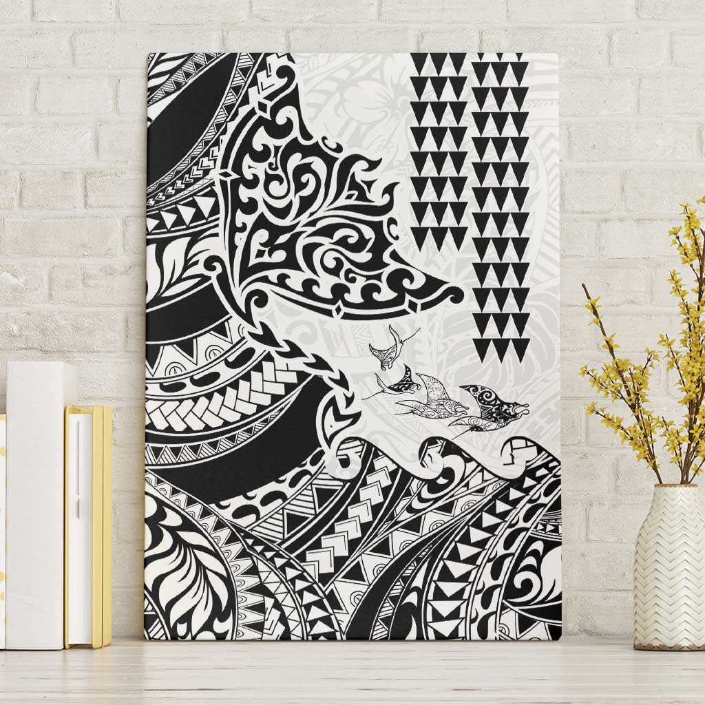 Hawaiian Tribal Manta Ray Canvas Wall Art Kakau Tattoo and Polynesian Art Motif Pattern LT03 Without Frame Multicolor - Polynesian Pride