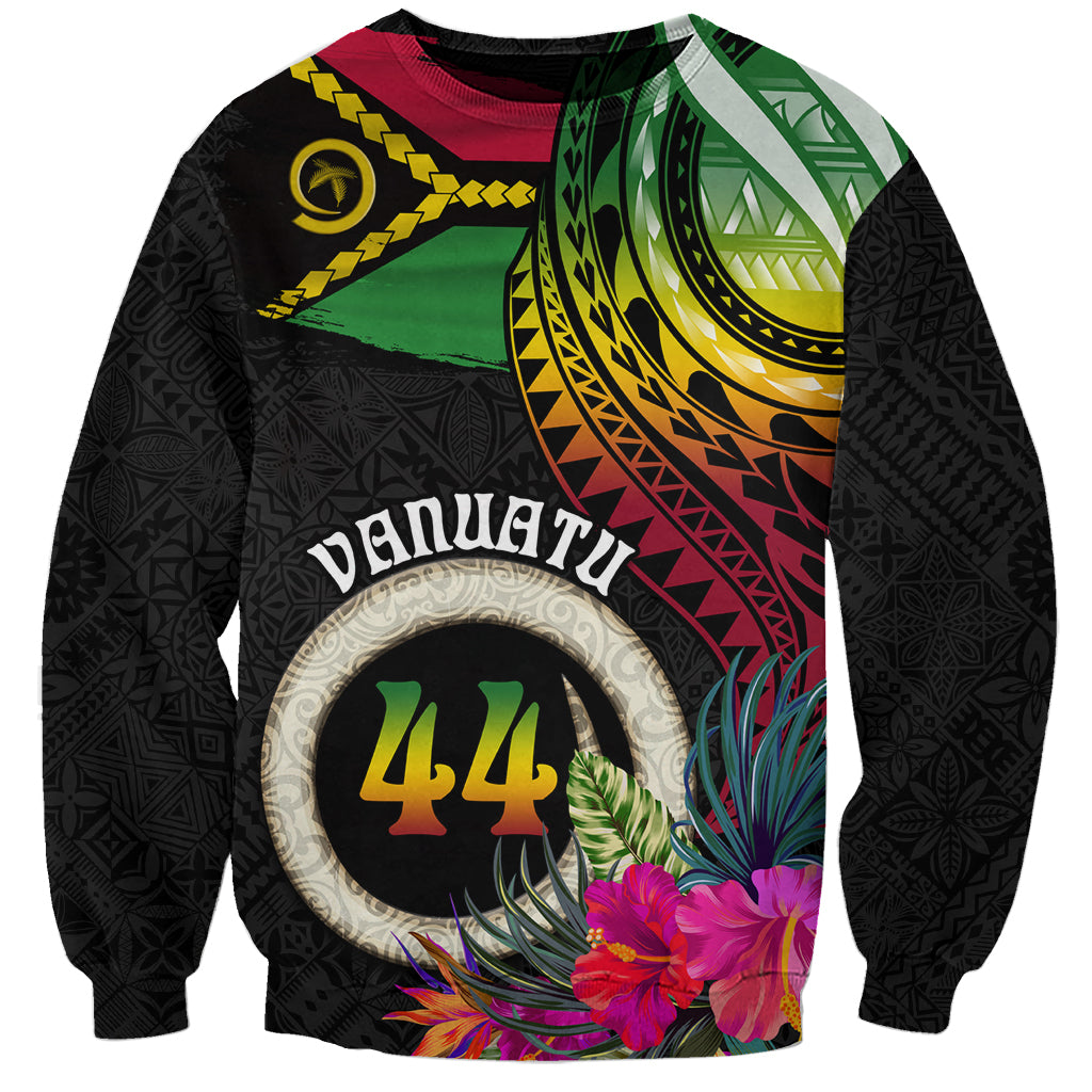 Personalised Vanuatu 44th Anniversary Sweatshirt Boars Tusk Tugeta Yumi Selebretem Indipendens Dei LT03 Unisex Black - Polynesian Pride