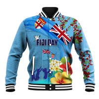 Fiji Day Baseball Jacket Tagimoucia Flower and Melanesia Pattern LT03 Unisex Blue - Polynesian Pride