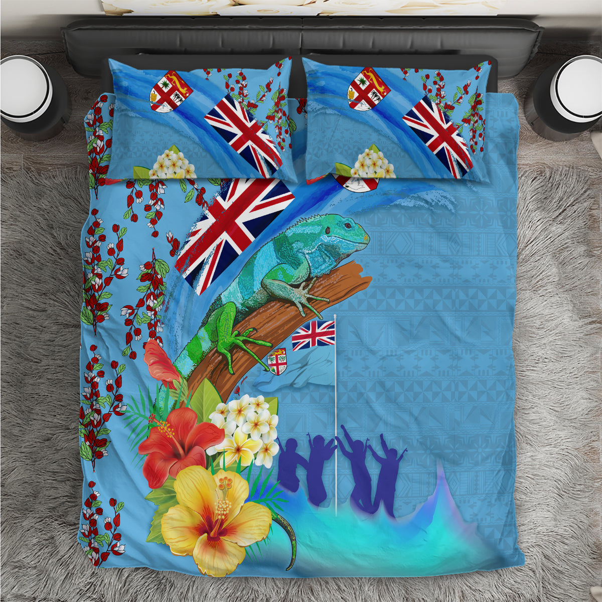 Fiji Day Bedding Set Tagimoucia Flower and Melanesia Pattern LT03 Blue - Polynesian Pride