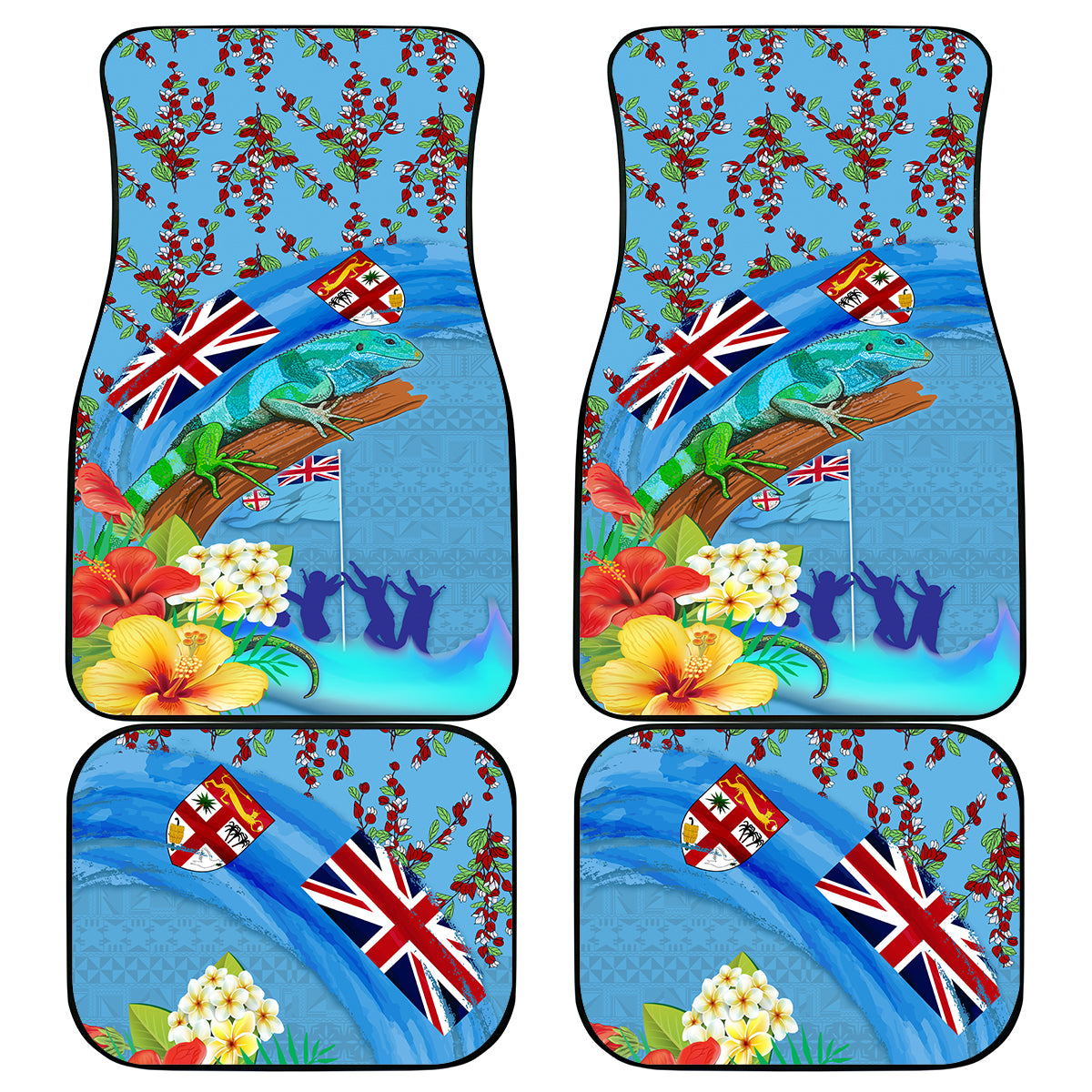 Fiji Day Car Mats Tagimoucia Flower and Melanesia Pattern LT03 - Polynesian Pride
