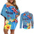 Fiji Day Couples Matching Off Shoulder Short Dress and Long Sleeve Button Shirt Tagimoucia Flower and Melanesia Pattern