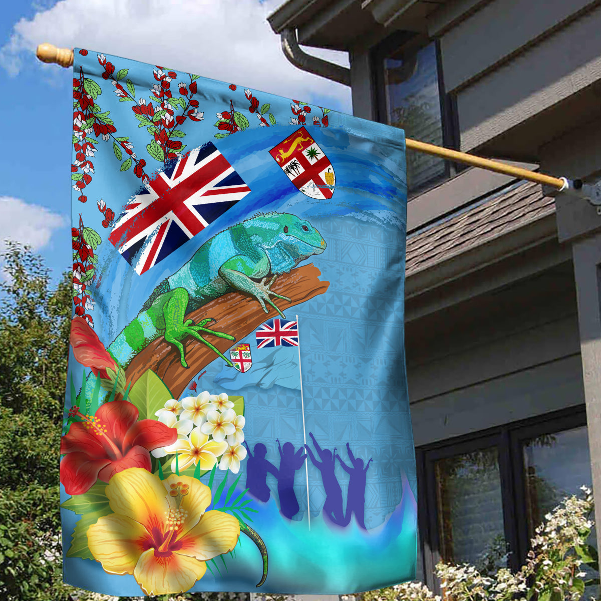 Fiji Day Garden Flag Tagimoucia Flower and Melanesia Pattern LT03 - Polynesian Pride