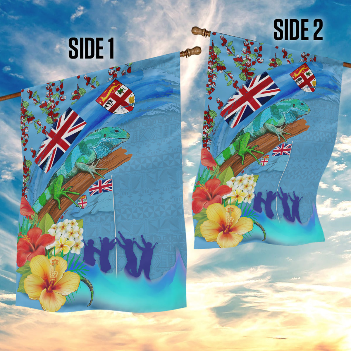 Fiji Day Garden Flag Tagimoucia Flower and Melanesia Pattern LT03 - Polynesian Pride