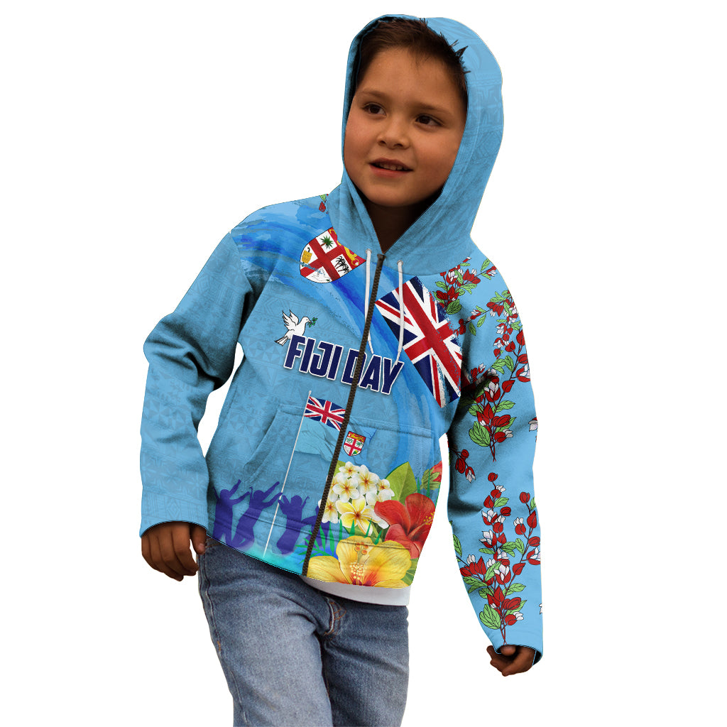 Fiji Day Kid Hoodie Tagimoucia Flower and Melanesia Pattern LT03 - Polynesian Pride