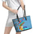 Fiji Day Leather Tote Bag Tagimoucia Flower and Melanesia Pattern