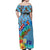 Fiji Day Off Shoulder Maxi Dress Tagimoucia Flower and Melanesia Pattern