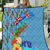 Fiji Day Quilt Tagimoucia Flower and Melanesia Pattern LT03 Blue - Polynesian Pride