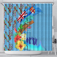 Fiji Day Shower Curtain Tagimoucia Flower and Melanesia Pattern LT03 - Polynesian Pride