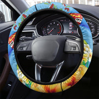 Fiji Day Steering Wheel Cover Tagimoucia Flower and Melanesia Pattern LT03 - Polynesian Pride