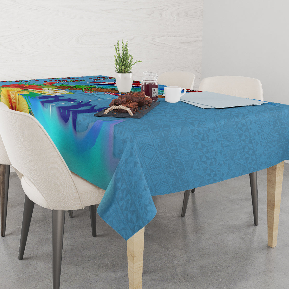 Fiji Day Tablecloth Tagimoucia Flower and Melanesia Pattern LT03 - Polynesian Pride