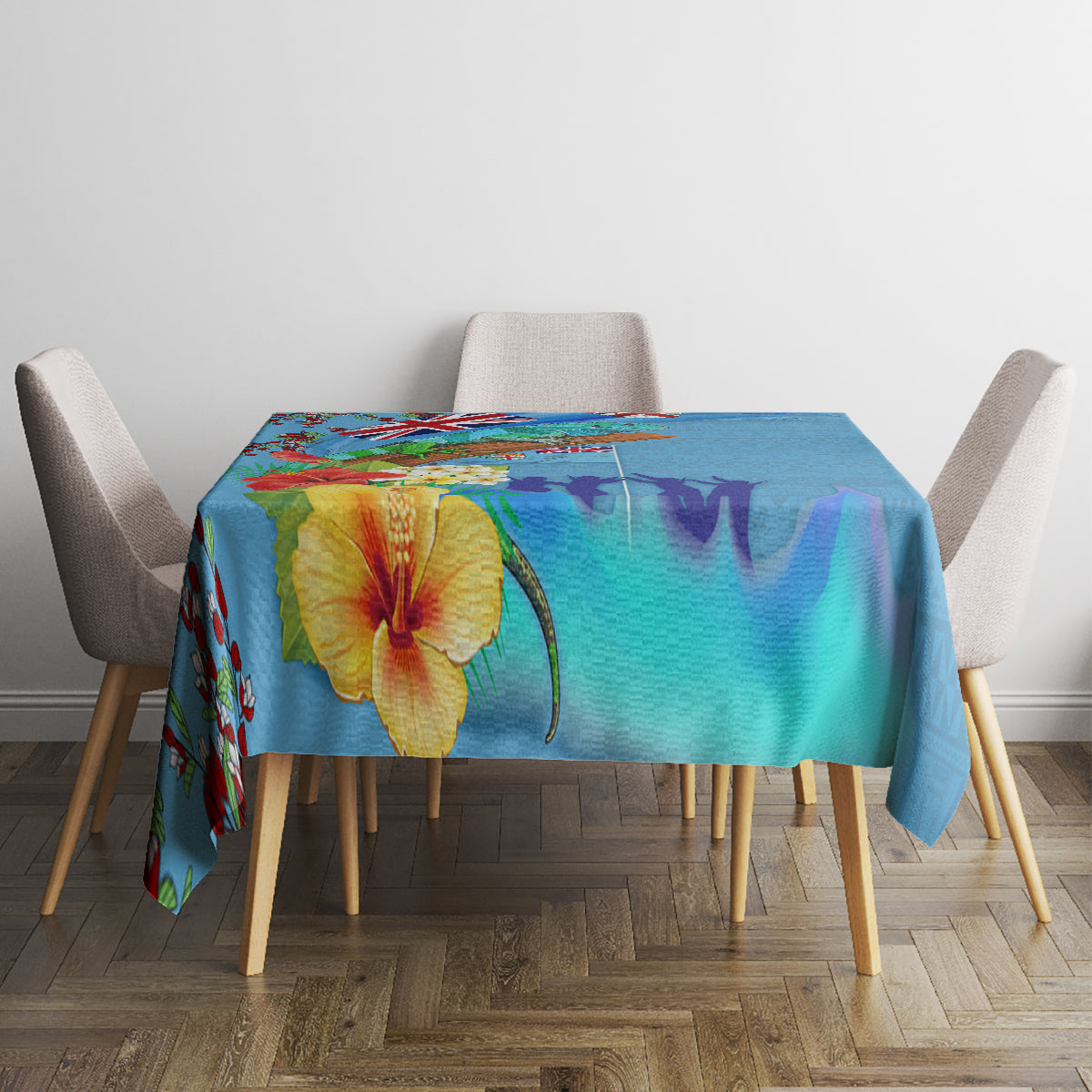 Fiji Day Tablecloth Tagimoucia Flower and Melanesia Pattern LT03 - Polynesian Pride