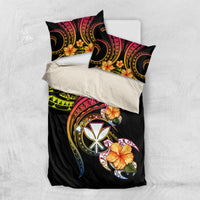 Polynesia Hawaii Turtle Day Bedding Set Hibiscus and Kanaka Maoli LT03 US Twin 172cm x 218cm Black - Polynesian Pride
