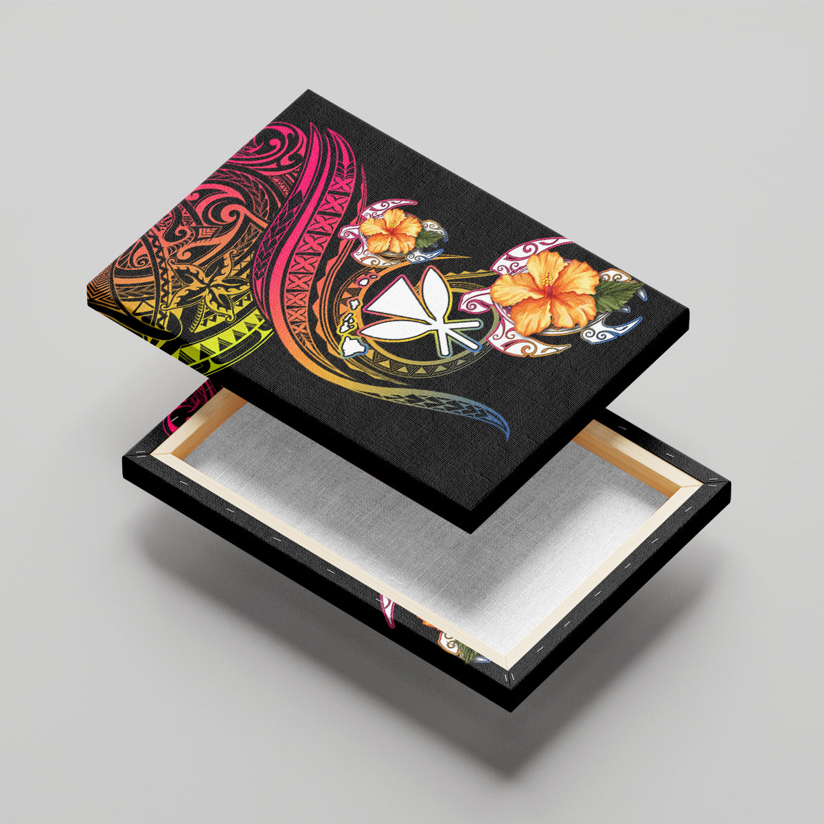 Polynesia Hawaii Turtle Day Canvas Wall Art Hibiscus and Kanaka Maoli LT03 - Polynesian Pride