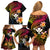 Polynesia Hawaii Turtle Day Family Matching Off Shoulder Short Dress and Hawaiian Shirt Hibiscus and Kanaka Maoli