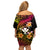 Polynesia Hawaii Turtle Day Family Matching Off Shoulder Short Dress and Hawaiian Shirt Hibiscus and Kanaka Maoli