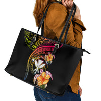Polynesia Hawaii Turtle Day Leather Tote Bag Hibiscus and Kanaka Maoli LT03 - Polynesian Pride