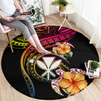 Polynesia Hawaii Turtle Day Round Carpet Hibiscus and Kanaka Maoli LT03 - Polynesian Pride