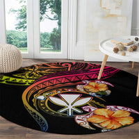Polynesia Hawaii Turtle Day Round Carpet Hibiscus and Kanaka Maoli LT03 - Polynesian Pride