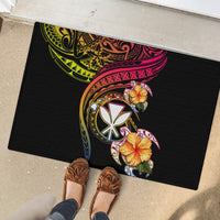 Polynesia Hawaii Turtle Day Rubber Doormat Hibiscus and Kanaka Maoli LT03 - Polynesian Pride
