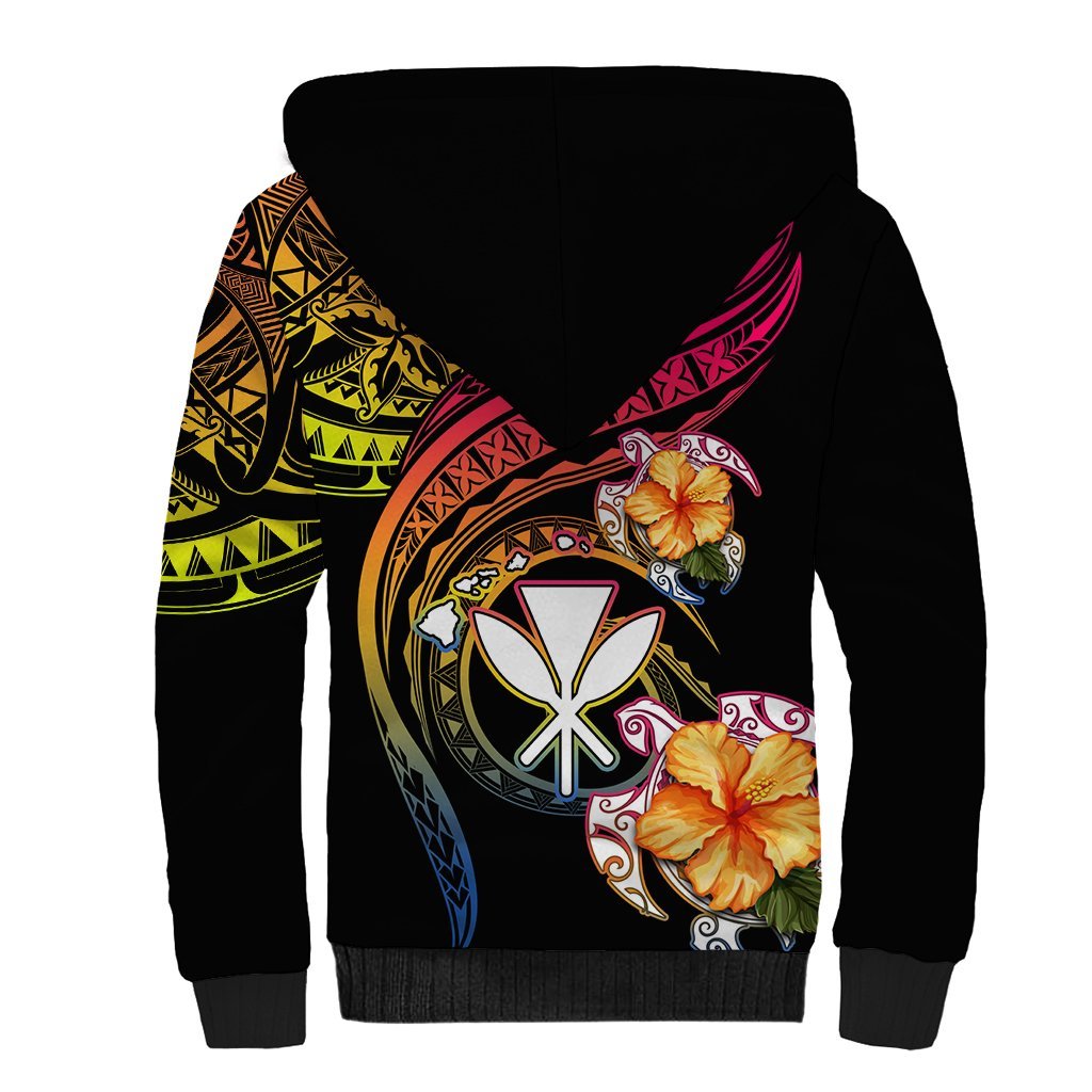 Polynesia Hawaii Turtle Day Sherpa Hoodie Hibiscus and Kanaka Maoli LT03 - Polynesian Pride