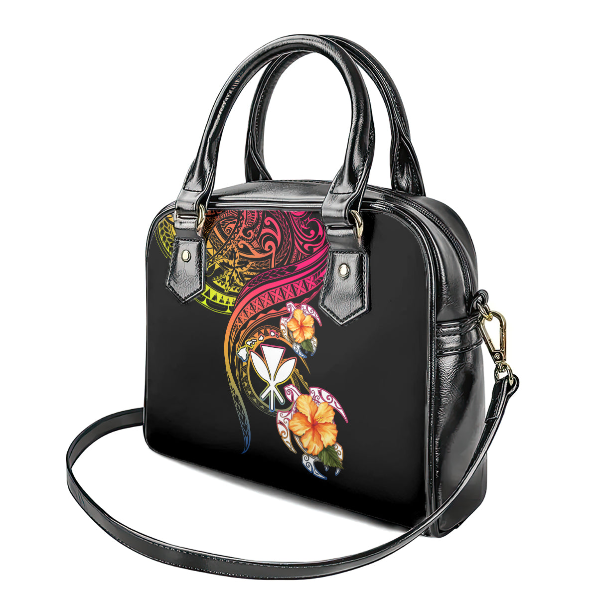 Polynesia Hawaii Turtle Day Shoulder Handbag Hibiscus and Kanaka Maoli LT03 - Polynesian Pride