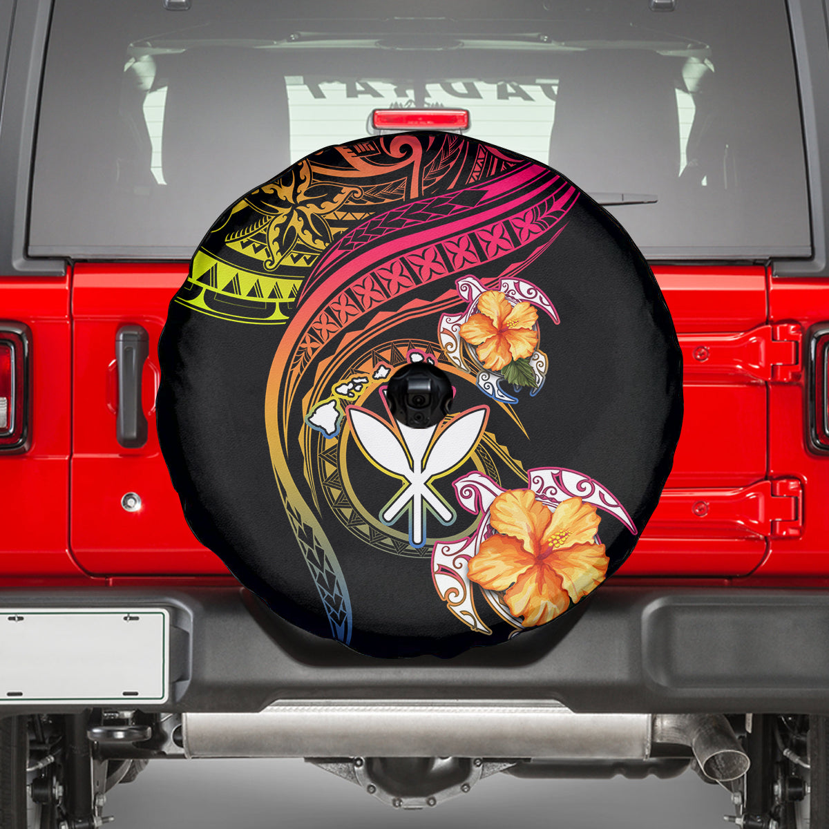 Polynesia Hawaii Turtle Day Spare Tire Cover Hibiscus and Kanaka Maoli LT03 - Polynesian Pride
