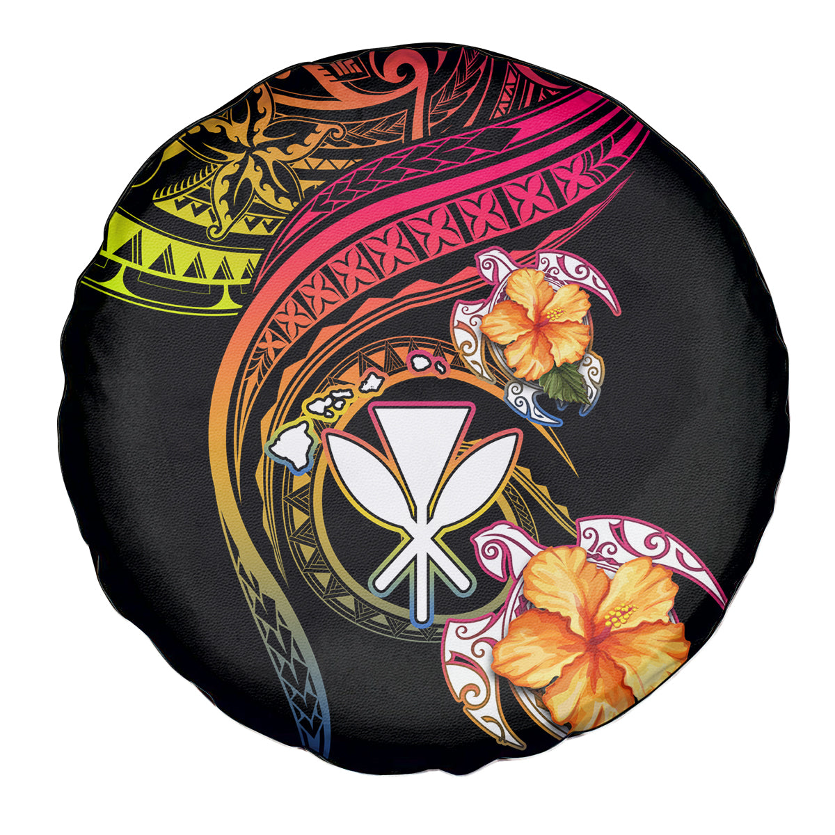 Polynesia Hawaii Turtle Day Spare Tire Cover Hibiscus and Kanaka Maoli LT03 - Polynesian Pride