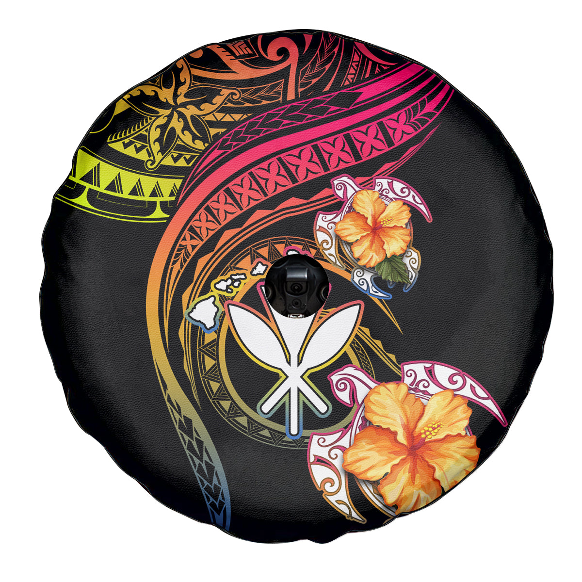 Polynesia Hawaii Turtle Day Spare Tire Cover Hibiscus and Kanaka Maoli LT03 - Polynesian Pride