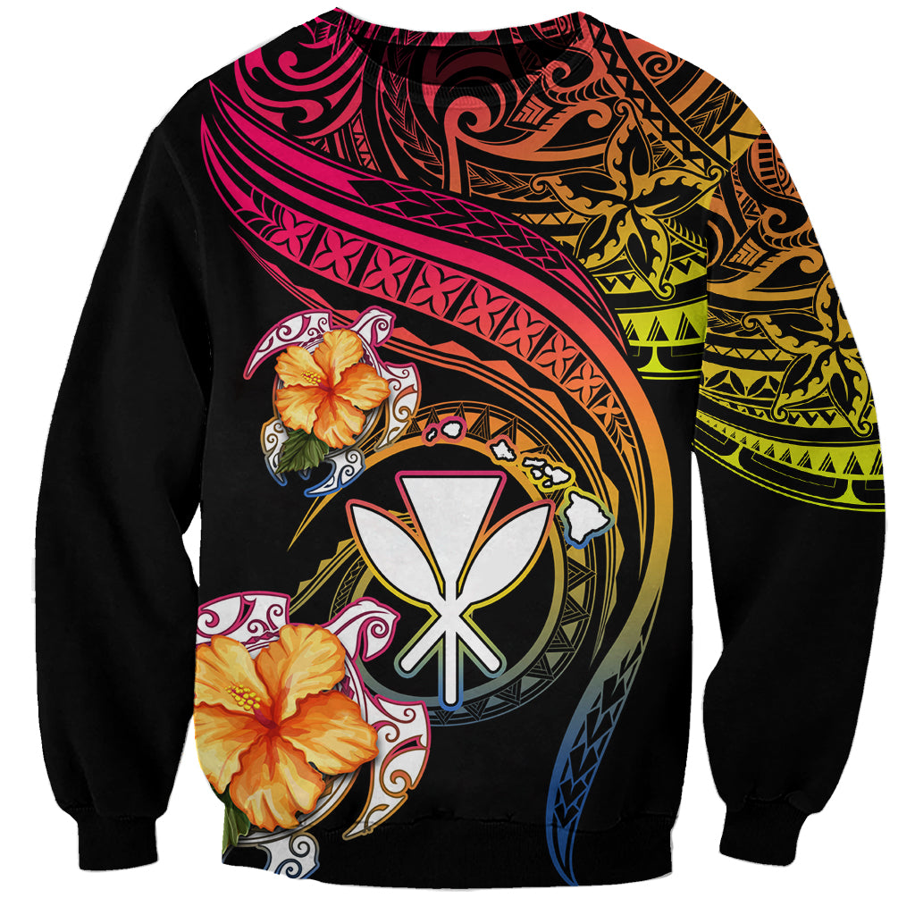 Polynesia Hawaii Turtle Day Sweatshirt Hibiscus and Kanaka Maoli LT03 Unisex Black - Polynesian Pride