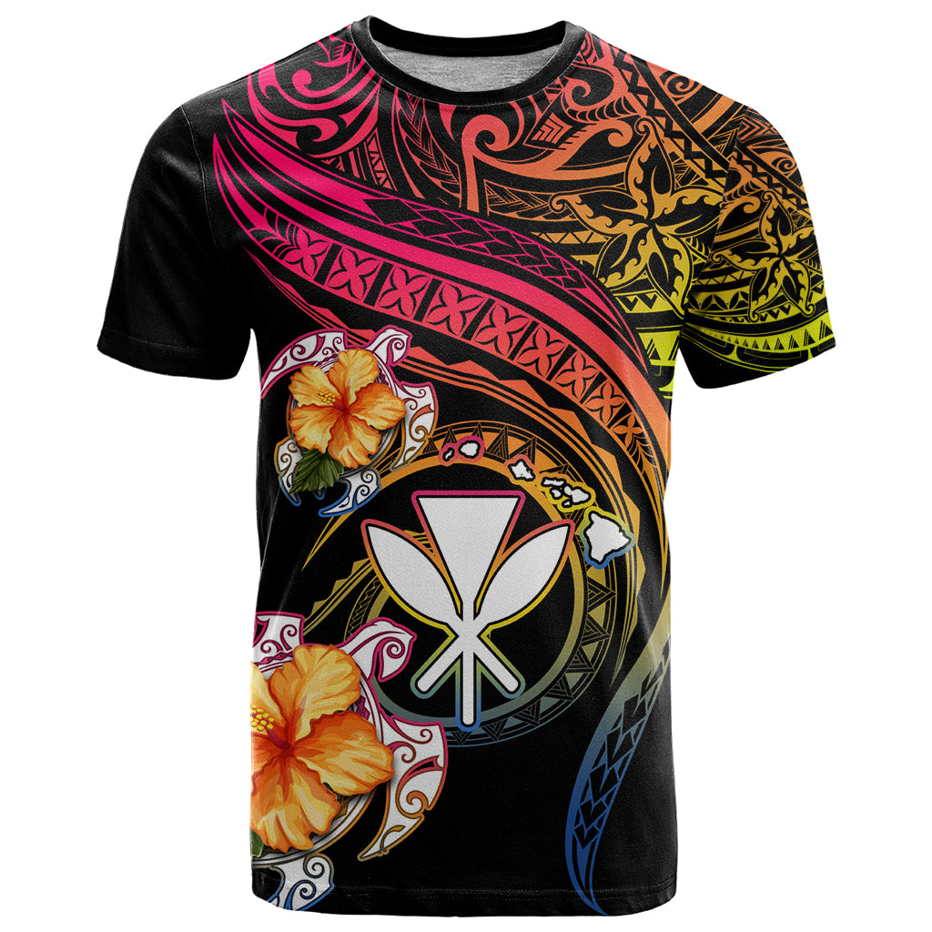 Polynesia Hawaii Turtle Day T Shirt Hibiscus and Kanaka Maoli LT03 Black - Polynesian Pride
