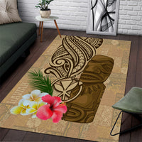 Hawaii Kanaloa Tiki Area Rug Polynesian Tattoo and Tapa Pattern LT03 Beige - Polynesian Pride