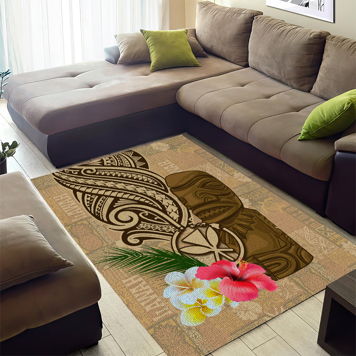 Hawaii Kanaloa Tiki Area Rug Polynesian Tattoo and Tapa Pattern LT03 - Polynesian Pride