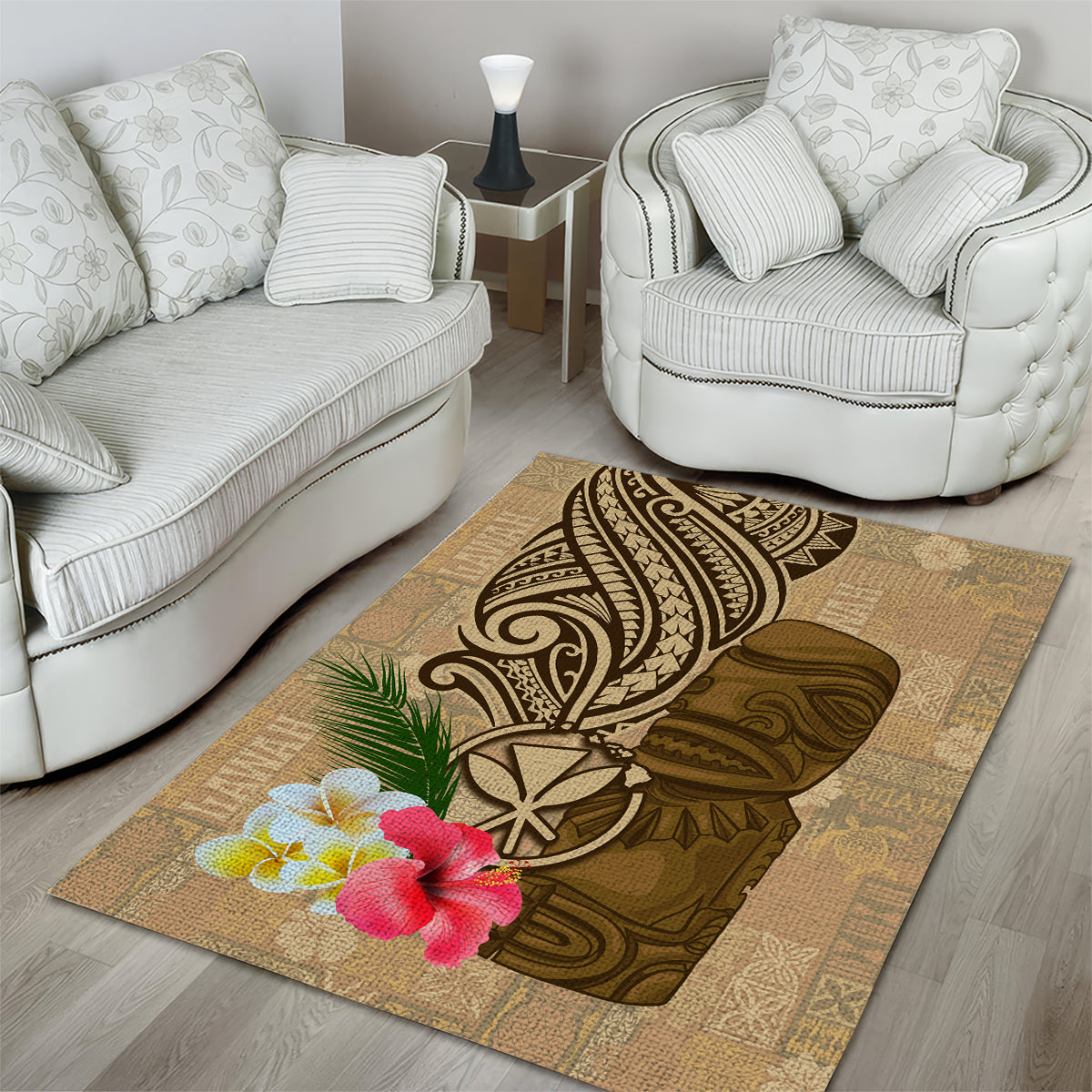 Hawaii Kanaloa Tiki Area Rug Polynesian Tattoo and Tapa Pattern LT03 - Polynesian Pride