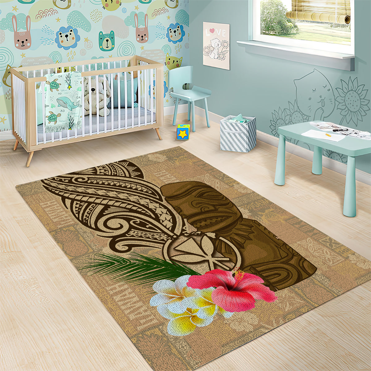 Hawaii Kanaloa Tiki Area Rug Polynesian Tattoo and Tapa Pattern LT03 - Polynesian Pride