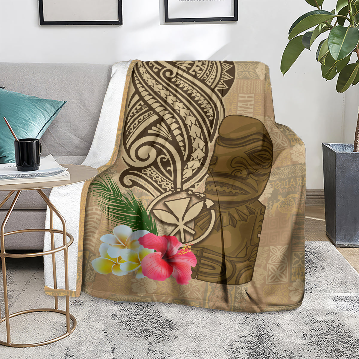 Hawaii Kanaloa Tiki Blanket Polynesian Tattoo and Tapa Pattern LT03 - Polynesian Pride